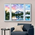 thumbnail image 2 of wall26 Canvas Print Wall Art Window View Pastel Sky Mountain Range Forest Lake Wilderness Nature Photography Realism Scenic Landscape Colorful Multicolor for Living Room, Bedroom, Office - 24"x3, 2 of 5