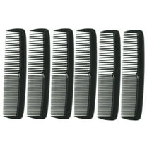 6 Pack Black Hair Pocket Size 5" Unbreakable Plastic Comb