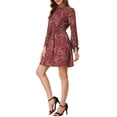 thumbnail image 4 of INSPIRE CHIC Robe Courte à Fleurs pour Femme, Taille Smockée, Manches Bouffantes, Encolure à Nouer, L Bourgogne, 4 of 7