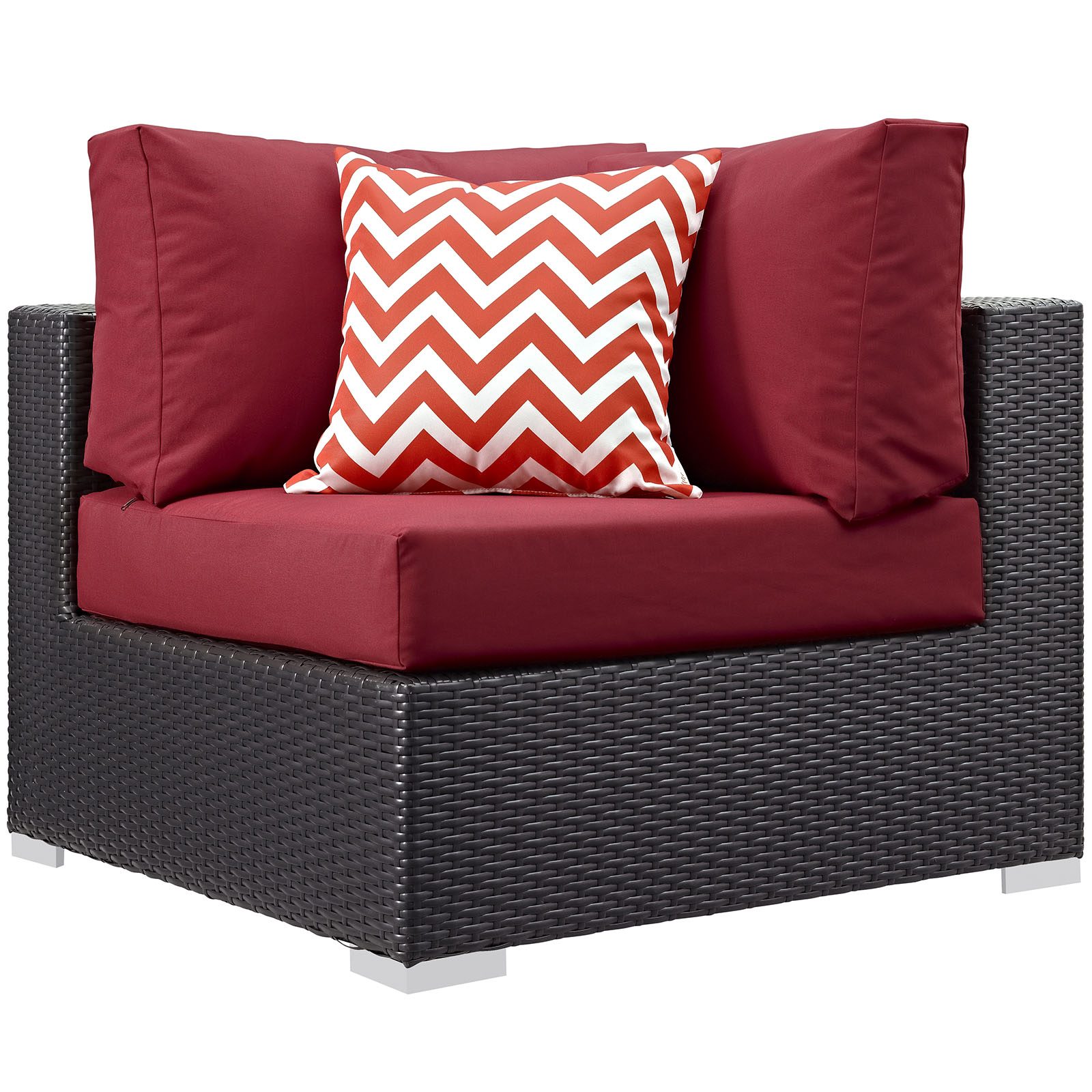 Modway Convene 6 Piece Outdoor Patio Sectional Set in Espresso Red - image 3 of 5