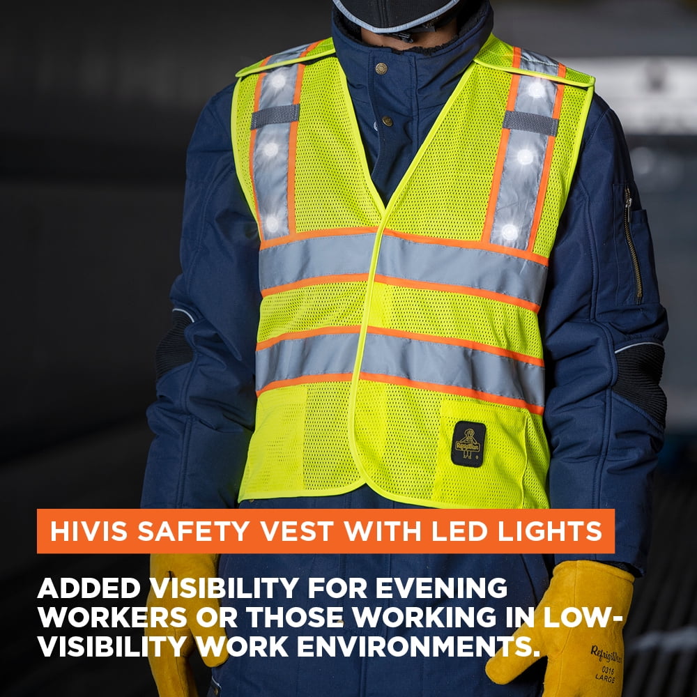 RefrigiWear HiVis Safety Vest with LED Lights