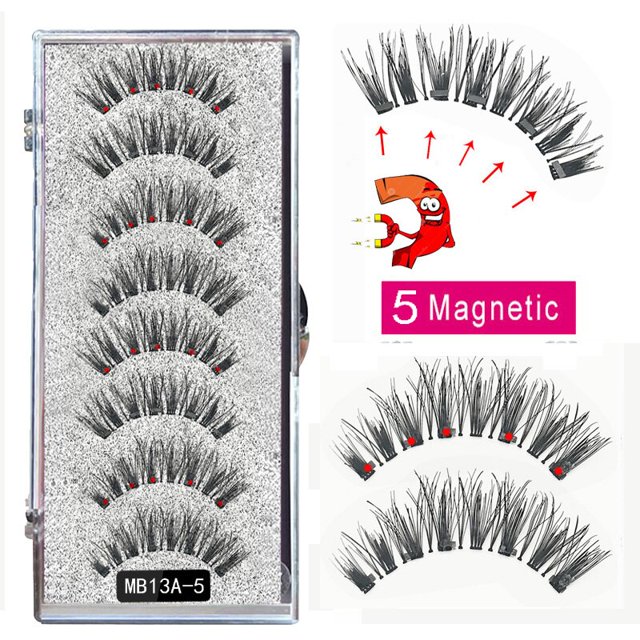 MB Aniversario 5 Pestañas magnéticas con pinzas Natural Wispy Faux Cils magnetique Mink Lashes Professional Eye Lashes Set Tan Jianjun unisex