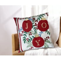Joy Embroidered Decorative Pillow 18x18"