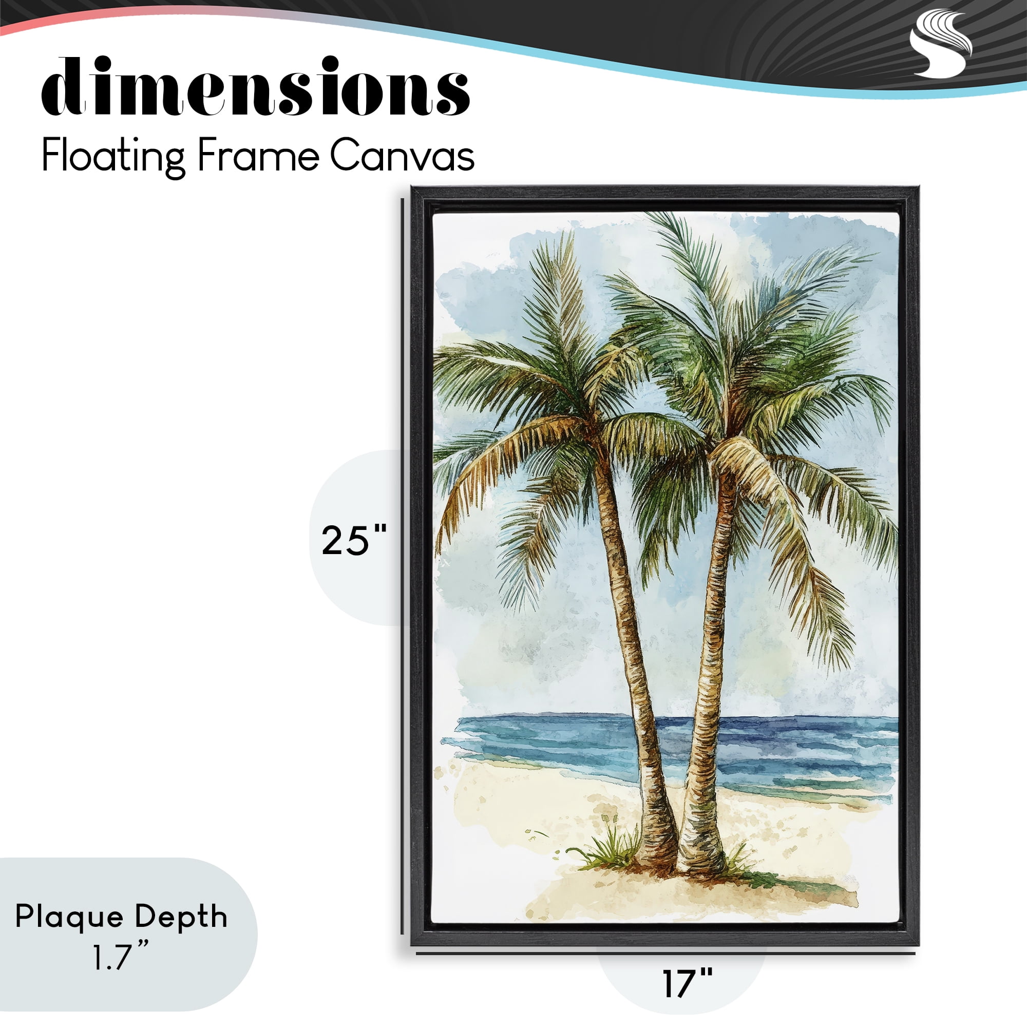 Stupell Industries Illustrated Palm Tree Duo Black Framed Floater Canvas Wall Art, design by Petal Prints Design