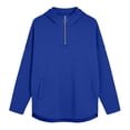 thumbnail image 6 of Lcziwo Womens Quarter Zip Pullover Long Sleeve Solid Casual Hoodies Oversized Y2K Fall Winter Fashion Sweatshirt with Pockets Blue,XXL, 6 of 7