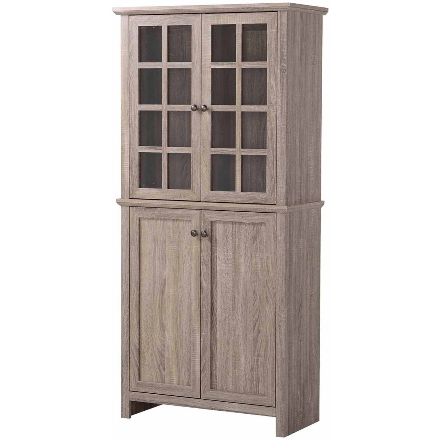 Homestar 2 Door Glass Storage Cabinet Reclaimed Wood Walmart