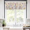 thumbnail image 5 of Pastoral Flowers Valances for Windows Wildflowers Retro Plants Linen Texture Rod Pocket Curtain Valance Window Treatment Short Curtains for Kitchen Living Room, 60"x14", 5 of 5