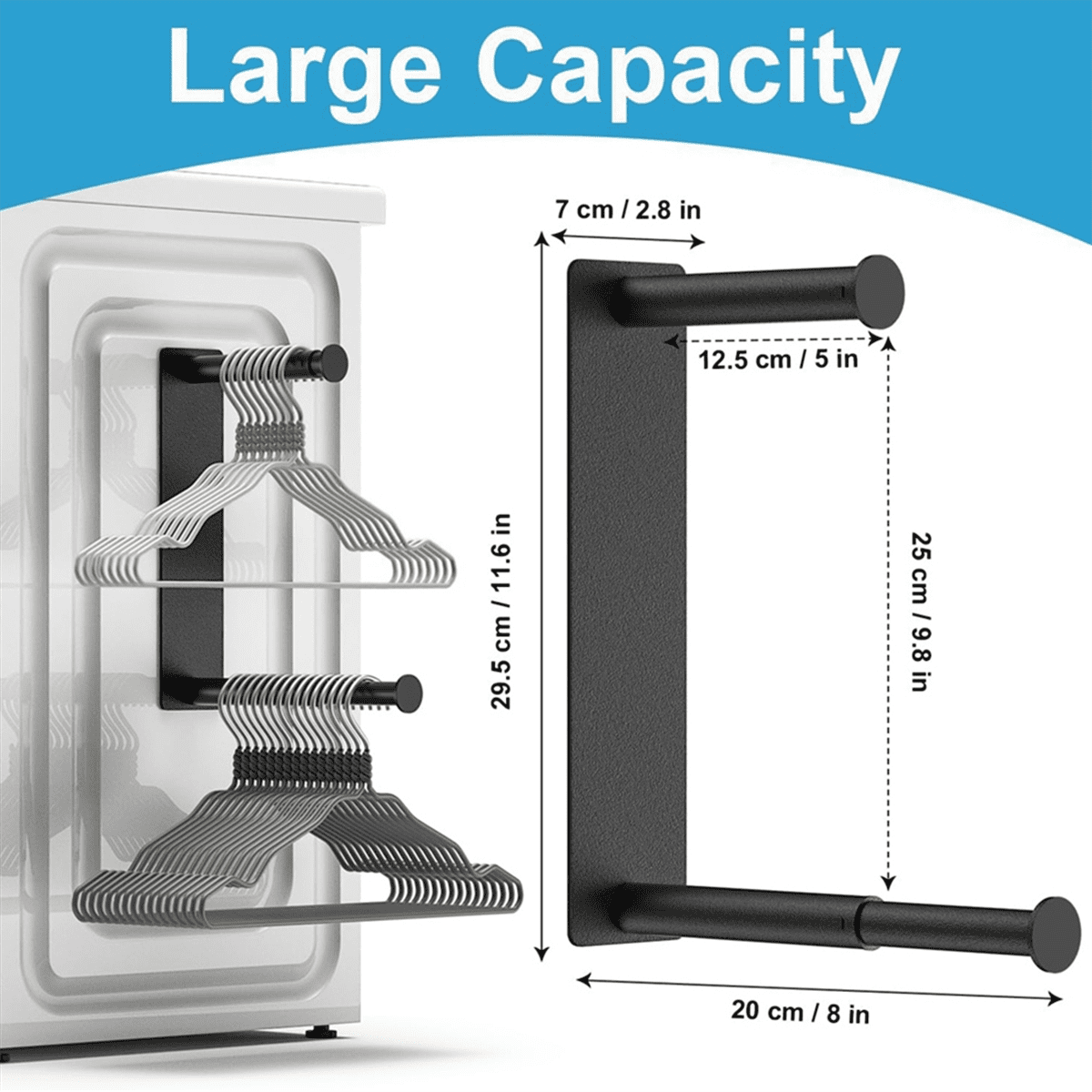 Hanger Organizer Stacker, Magnetic Hanger Holder, Extendable Hanger Storage Rack for Washing Machine Closet Laundry Room