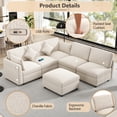 thumbnail image 5 of Harper & Bright Designs Modular L-Shaped Sectional Sofa Bed with Movable Ottoman, Chenille Reversible Convertible Sofa with 2 USB Charging Ports for Living Room Small Spaces Apartment, 85.4" Beige, 5 of 20