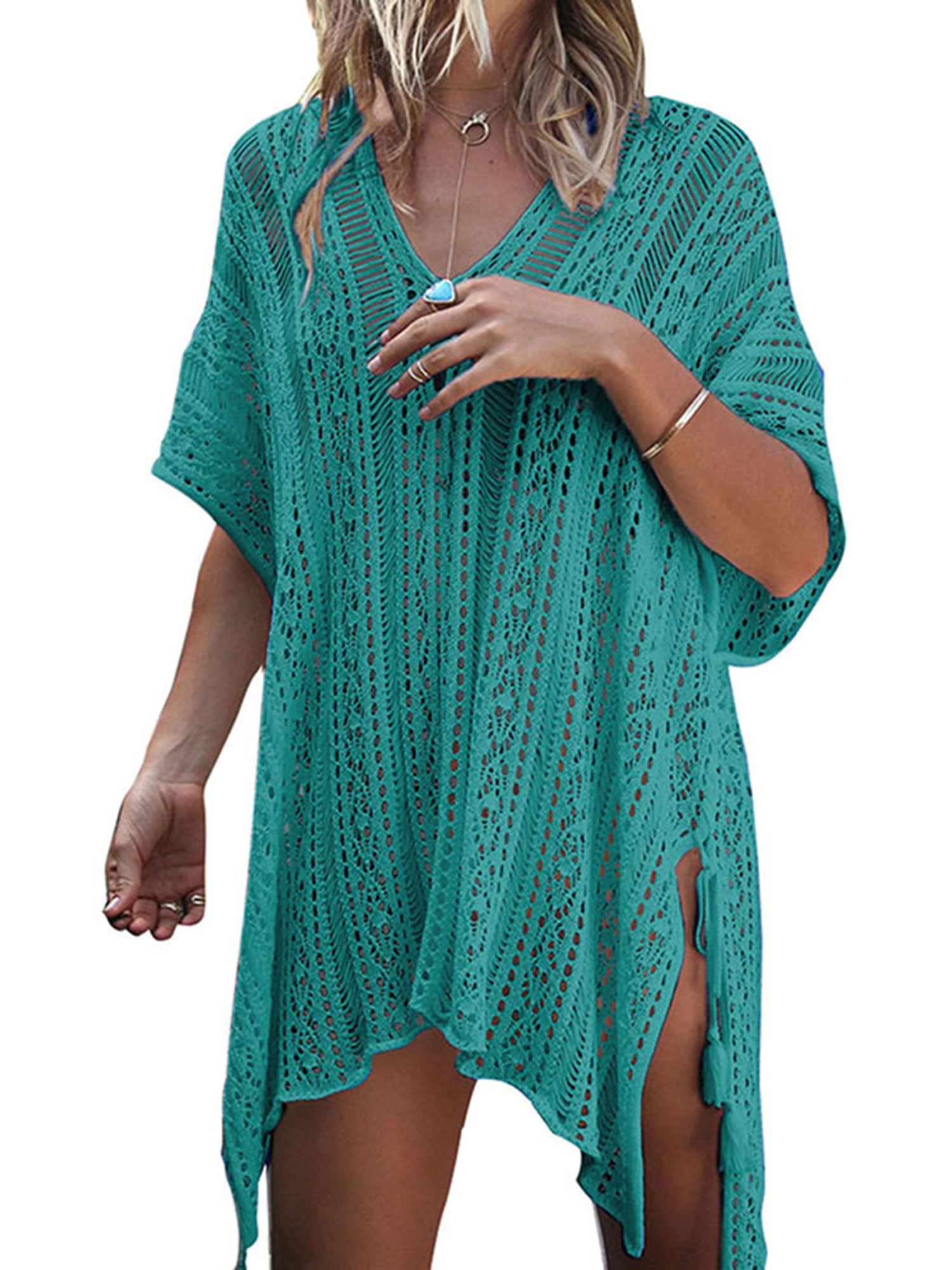 Sexy Dance - Loose Beach Dress Tops Summer Bathing Suit Women Knit Lace ...