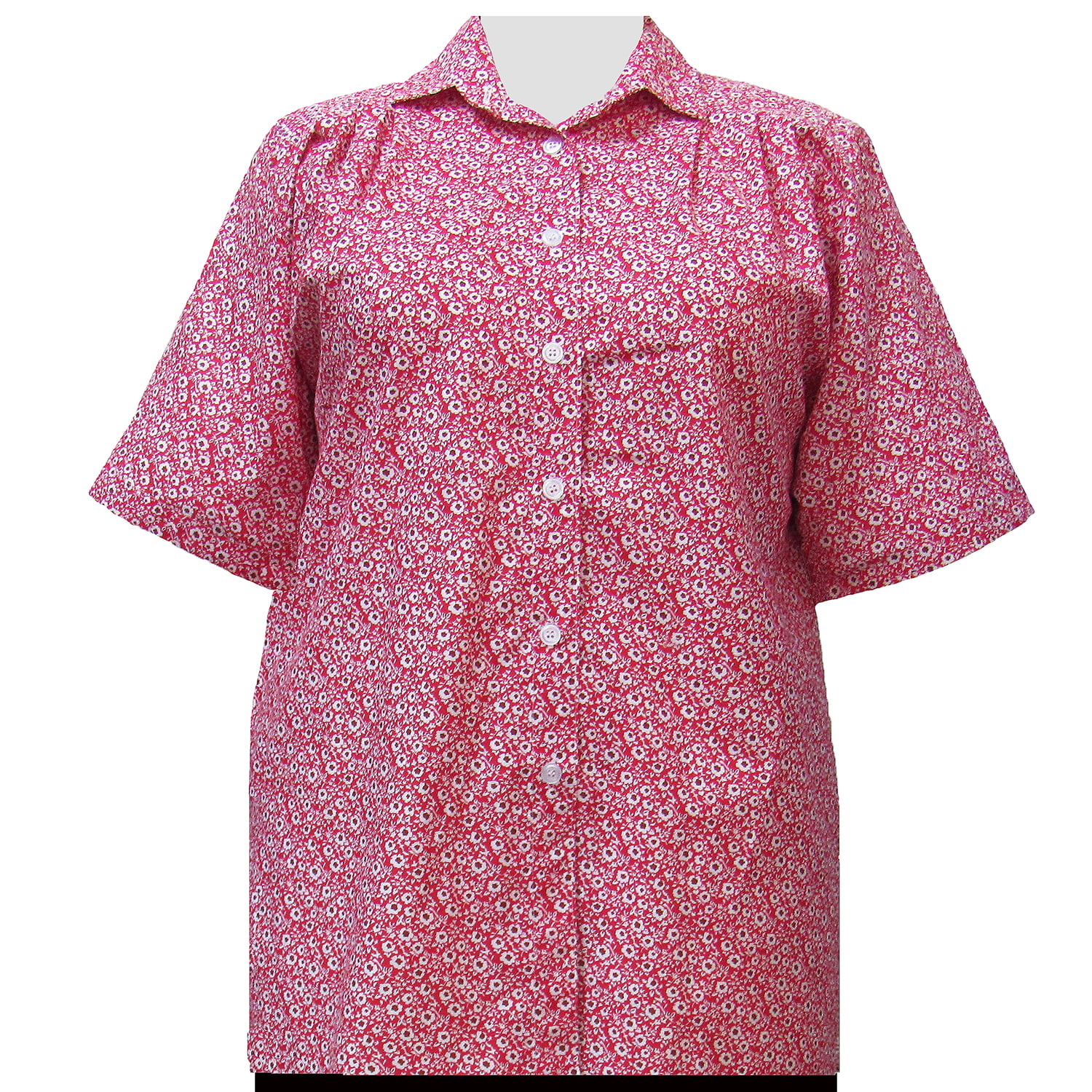 red button up short sleeve shirt ladies
