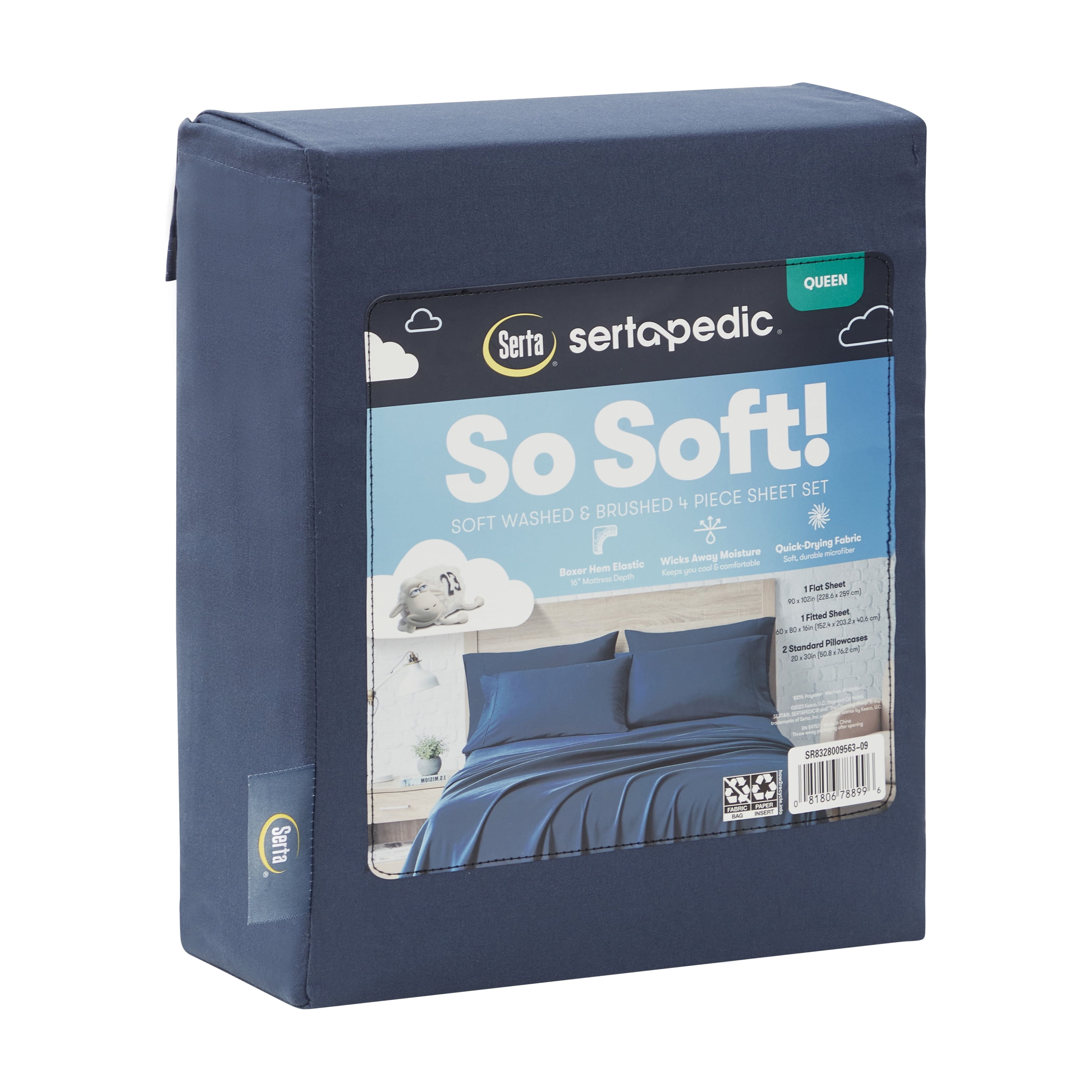 Serta So Soft 4-Piece Navy Sheet Set, Full
