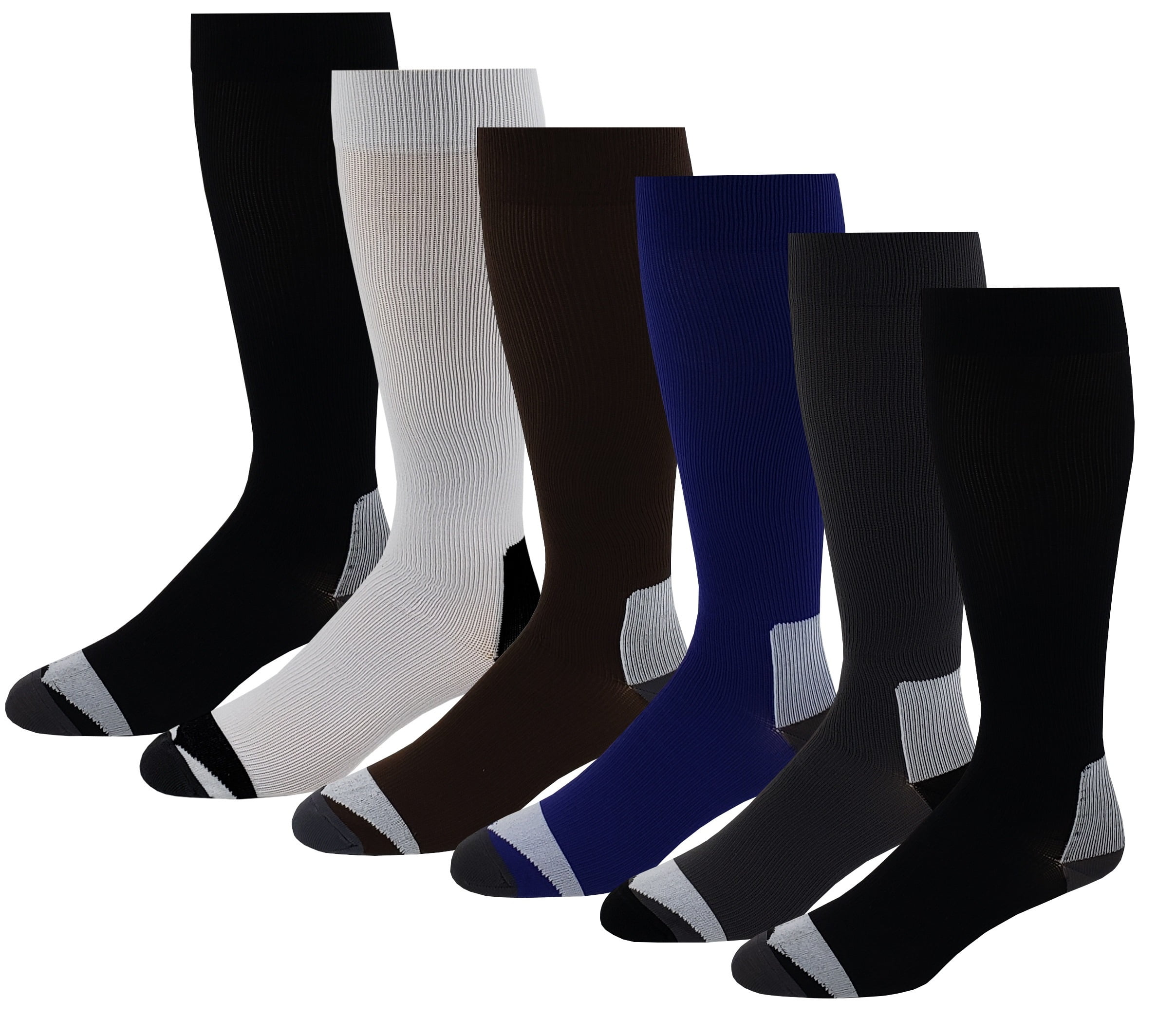 TAINOO 6 Pairs of Black Compression Socks for Men  Women Graduated Athletic 