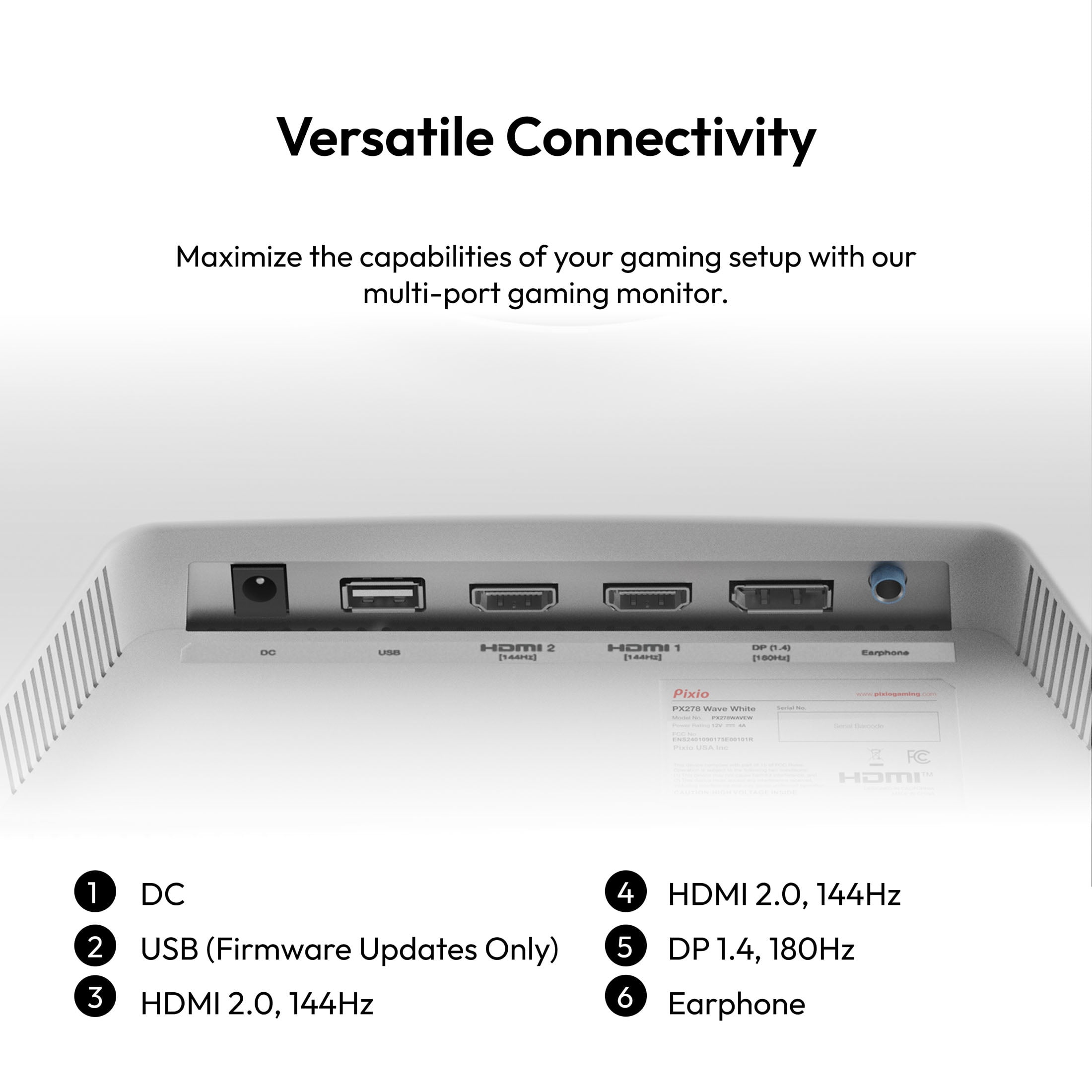 Pixio PX278 Wave White 27 inch 180Hz Refresh Rate QHD 1440p 