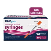 TRUEplus Single-Use Insulin Syringes, 30G 0.3cc 5/16 Inch Needle, 100 Count