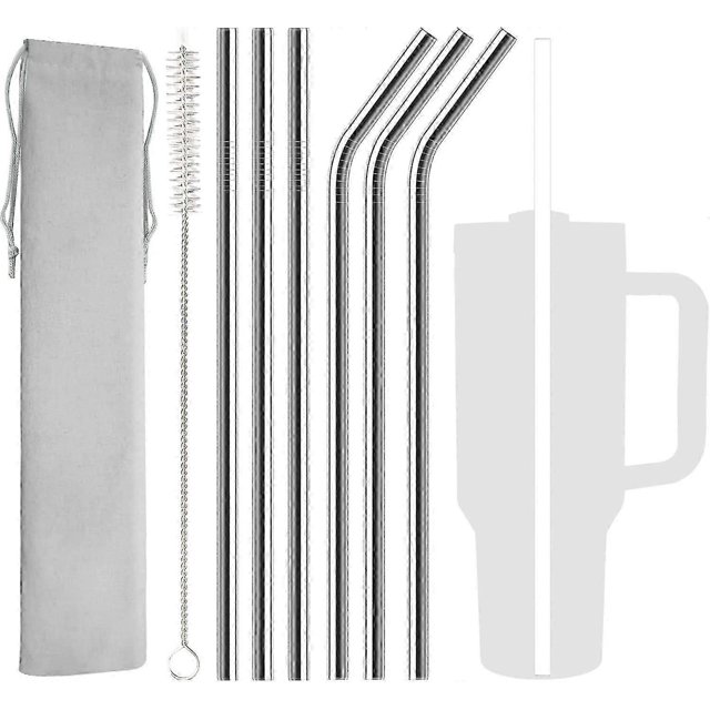 Stainless Steel Straws, Compatible with Stanley 40oz Tumbler, Reusable Straw with Brush, Compatible with Stanley Adventure Travel Mug