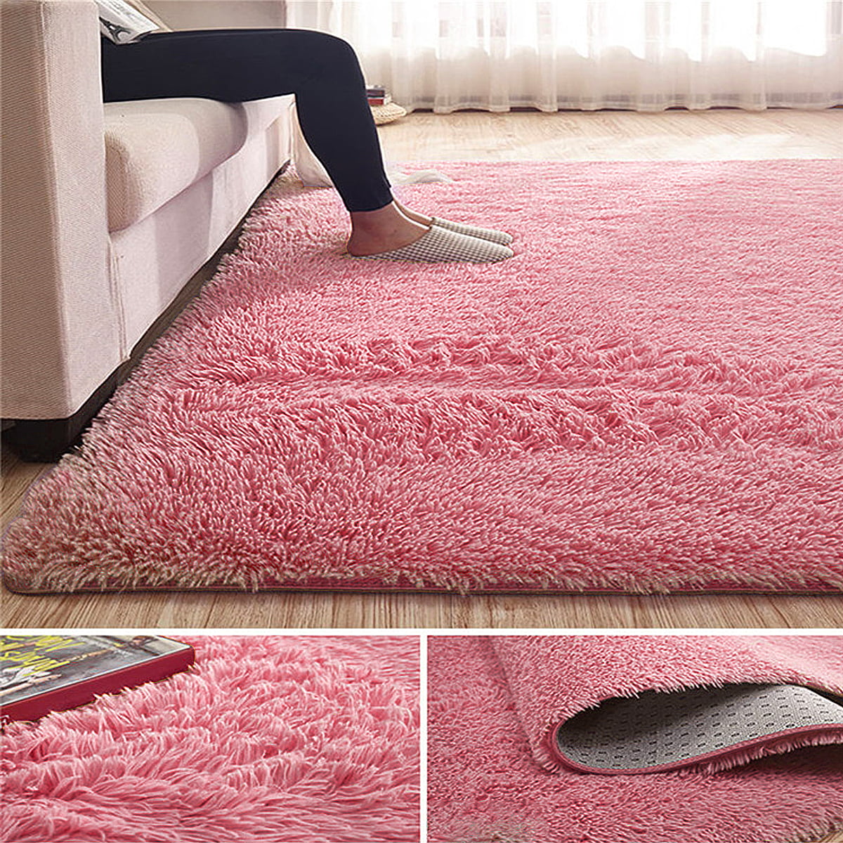 Modern Classic Solid Velvet Rugs Living & Kids Bedroom Soft Smooth Rug Carpet 