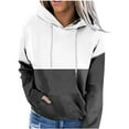 thumbnail image 2 of Fanxing Oversized Sweatshirts for Teen Girl Trendy Colorblock Fleece Hoodies Juniors Drop Shoulder Long Sleeve Pullover Hoody Tops Black,L, 2 of 6