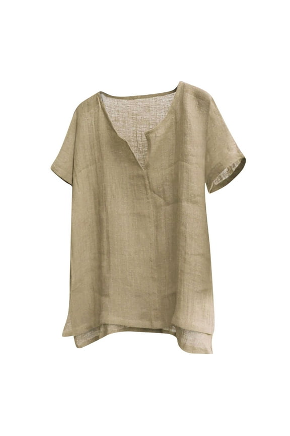 Men T Shirts V Neck Short Sleeve Classic T-Shirt Cotton Linen Yellow Plain Pullover Mens Tee Shirts