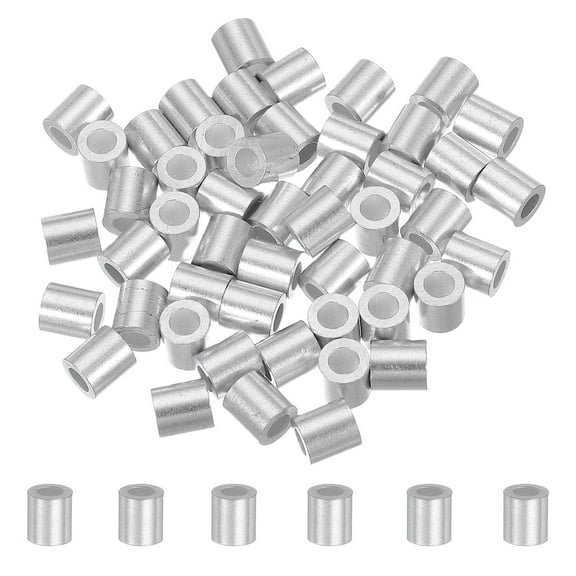 50Pcs 5/32" Aluminum Crimping Loop Sleeve for Wire Rope and Cable, Round