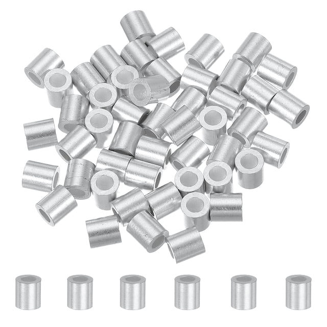 50Pcs 5/32" Aluminum Crimping Loop Sleeve for Wire Rope and Cable, Round