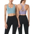 thumbnail image 6 of Hanerdun 2 Pack Sport Bras for Women Crossback Padded Seamless Athletic Yoga Activewear Blue/Purple S, 6 of 10
