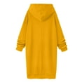 thumbnail image 6 of BADHUB Hoodie Dress for Women Split Hem Solid Color Hoodies Pullover Dress Long Sleeve Drawstring Sweatshirts Hoodies Yellow,L, 6 of 7
