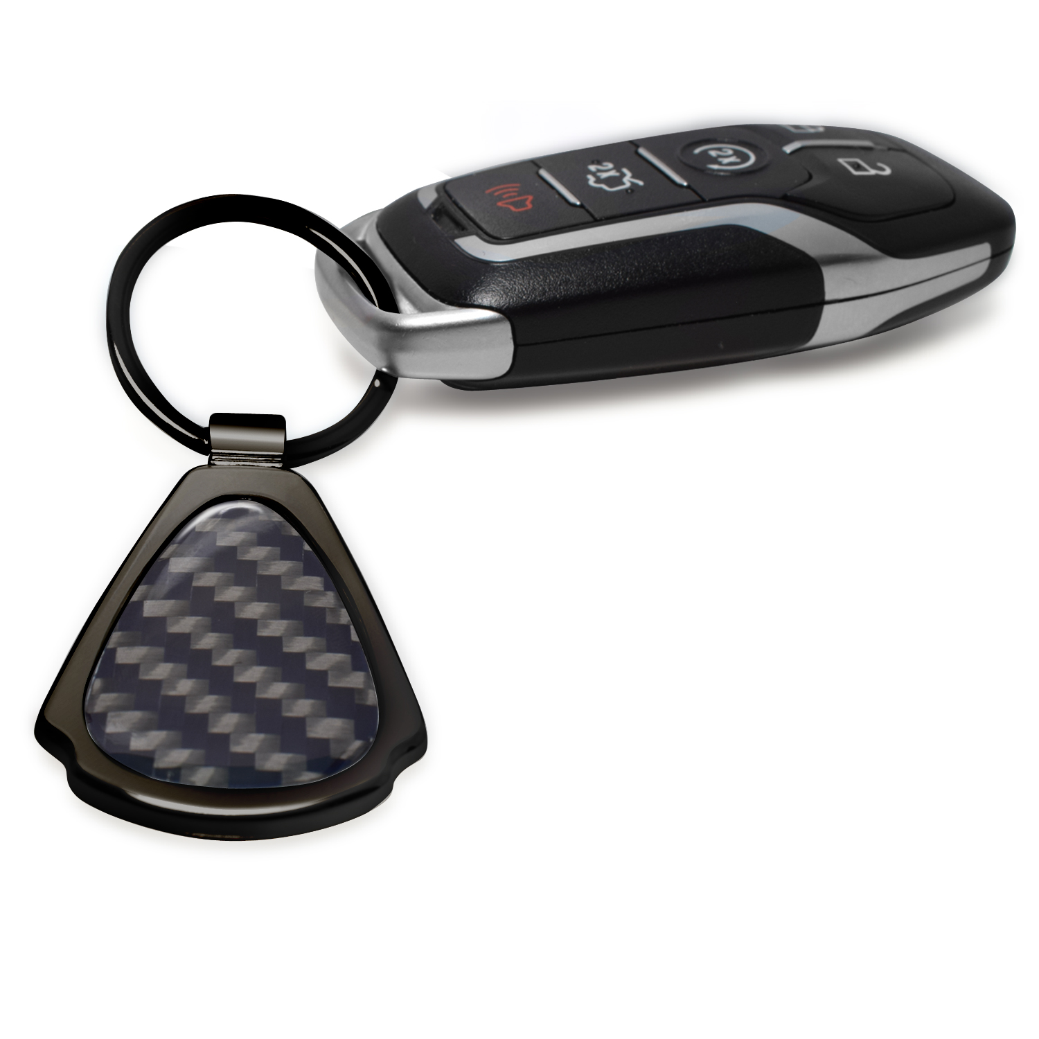 Mustang Cobra Real Black Carbon Fiber Gunmetal Black Metal Teardrop Key Chain