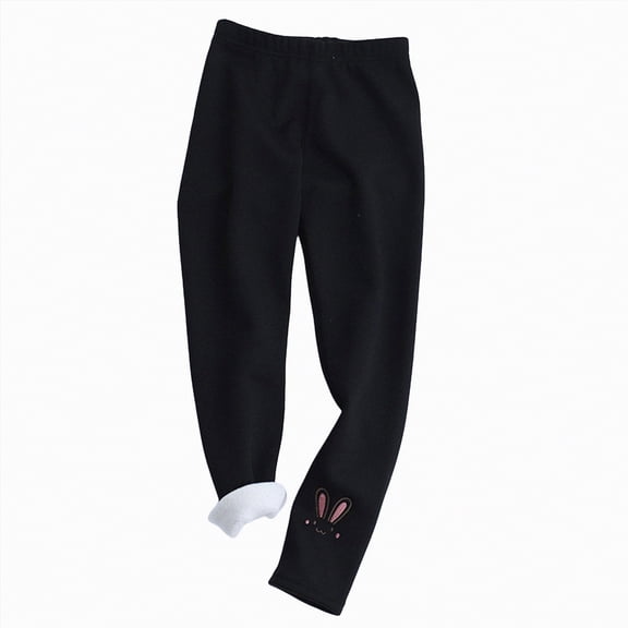 Xyant Girls Fleece Lined Leggings Toddler Kids Winter Warm Basic Full Length Pants (Black,3-4 Years)