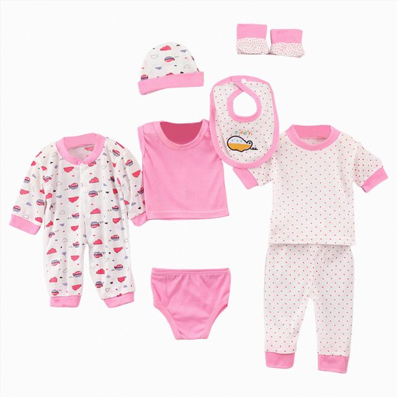 Hessimy Newborn Boys Girls Baby Cotton Clothes Tops Hat Pants Suit Outfit Sets 6-12 Months 12-24 Months 2T 3T 4T 5T 6T 7T 8T 9T Children(Pink,0-3 Months)