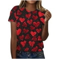 thumbnail image 2 of EchfiProm T shirts for Women Valentine Valentine Day Graphic Tee Love Heart Crew Neck Cute Wifes Shirts, 2 of 5