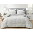 thumbnail image 2 of Chezmoi Collection Vero Light Gray Comforter Set Queen Size 3-Piece Fluffy Soft Lightweight Bedding Honeycomb Geometric Stone-Washed Microfiber Comforter Set for All Season, 2 of 9