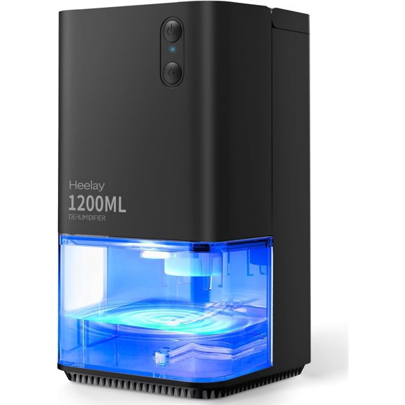 Dehumidifiers for Home, Heelay® 40OZ Small Dehumidifiers for Bedroom with Ultra Quiet, 7 Lights, Auto Shut off, Mini Portable Dehumidifier with Ha