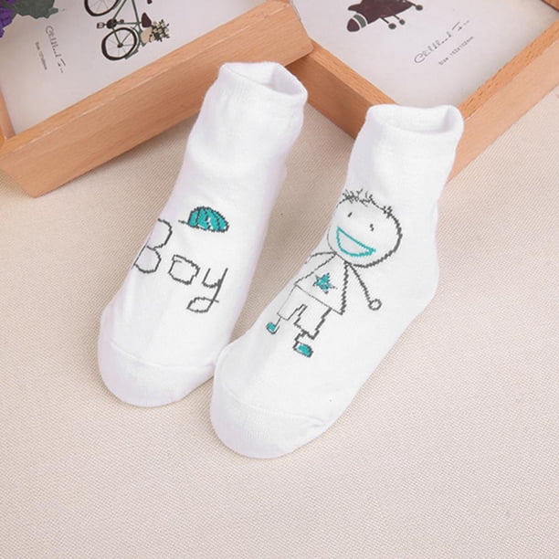 Zapato Bonitos calcetines con estampado de dibujos animados para bebés y niñas, calcetines cortos de algodón para niños (azul) Ehuebsd Para Estrenar