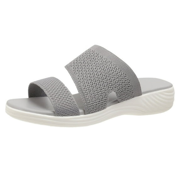 CQONEPT Slip on Sandals for Women Espadrilles Wedges Slides Comfortable Slip On Sandals Flatform Open Toe Bohemia Beach Sandals Casual Summer Slide Shoes Gray Size 6.5