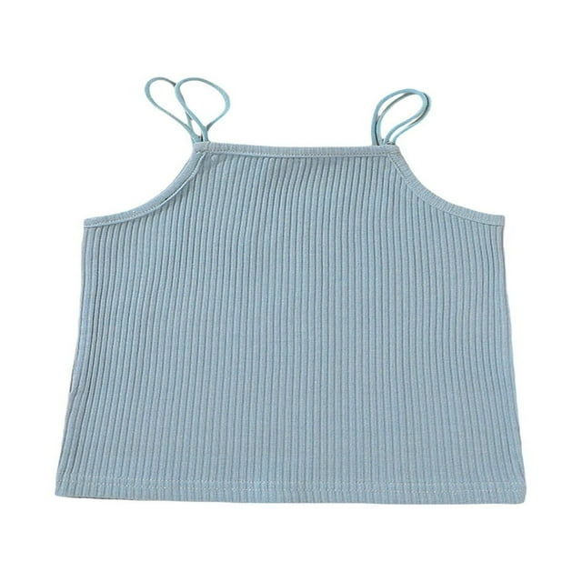 Girl‘s Vest Children‘s Solid Color Ribbed Sling Tops Tight Sleeveless Shirt Camisole for Kids