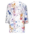 thumbnail image 4 of YABCSAZ Womens Tops 3/4 Sleeves V Neck Floral Print T Shirts Casual Loose Fit Pullover Tunic Tops Fall Trendy Casual Tee Shirts Womens Summer Tops Summer Saving Clearance!, 4 of 5