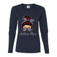 thumbnail image 3 of Autism Awareness Mom Life Messy Hair Bun | Cool Support Neon Print Bandana Mother's Day Womens Graphic Long Sleeve T-Shirt, Navy, XX-Large, 3 of 5