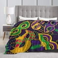 thumbnail image 3 of Colorful Mask and Beads for Mardi Gras Lightweight Plush Microfiber Blanket, Warm Cozy Couch Bed TV Blanket Throw Blanket for All Season 60"x80" for Kids Adults, 3 of 5