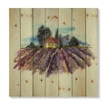 thumbnail image 3 of Designart 'Landscape With Blooming Lavender and Village House' Traditional Print on Natural Pine Wood, 3 of 5