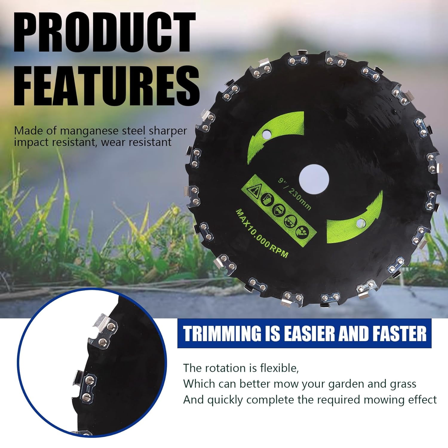 9" x 36 Teeth Carbide Tipped Blades 9" x 20T Chainsaw Tooth Cutter,10" x 80T Carbide Tip Brush Blades with Universal Adapter Kit,Premium Stainless Steel Trimmer Head Compatible with Cutter, Trimmer