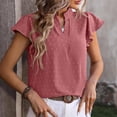 thumbnail image 4 of SDNall Lace Sleeve Tops for Women Fashion Short Sleeve Comfortable Breathable Round-Neck Blouses Womens Blouse, 4 of 9