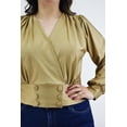 thumbnail image 4 of Blusa de satín escote cruzado Roman Fashion /Tallas Extras, 1842 (Dorado) dorado 40, 4 of 6