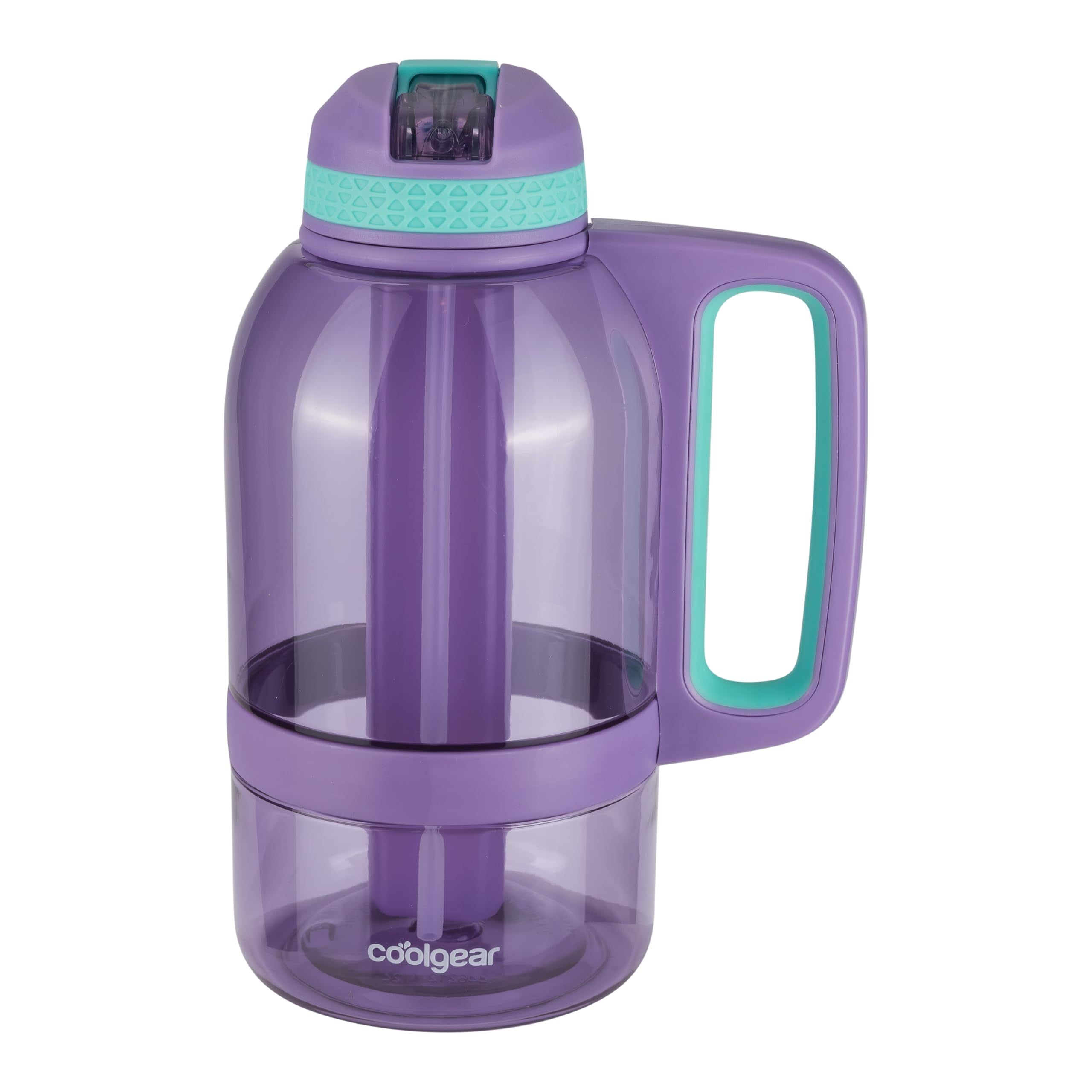 COOL GEAR 2-Pack 64 oz System Sports Water Bottle with Freezer Stick and Handle | Durable, Shatter Resistant Tritan™ Material - Purple/Pink