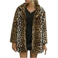 thumbnail image 2 of WREESH Manteau Chaud en Fausse Fourrure pour Femmes, Veste d'Hiver Col Rabattu Léopard, 2 of 9