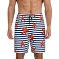 thumbnail image 2 of Daiia Starfish Navy Blue Stripe Mens Woven Stretch Pajama Short,Short Pajama Pants-Small, 2 of 9