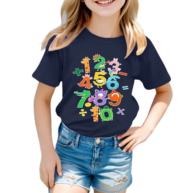 Vêtements pour Filles T-Shirts à Col Rond Graphiques T-Shirts Tee-Shirts Garçons Shorts Athlétiques 6-7 Ans