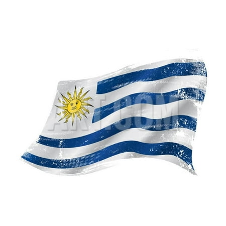Flag of Uruguay in the Wind with a Texture Print Wall Art By (Best Time To Visit Uruguay)