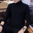 thumbnail image 5 of Mdesiwst Men Solid Color Sweater Men's Autumn Winter Turtleneck Sweater Slim Fit Solid Color Knitwear with Thickened Fleece Lining High Collar Men Sweater, 5 of 8