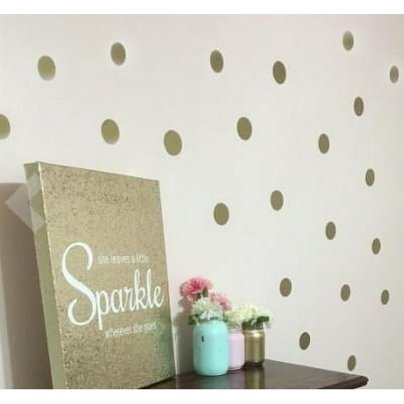 Gold Dot Wall Decal Decor Stickers Durable Vinyl Peel & Stick  Includes 40 Gold Dots 2.5" each